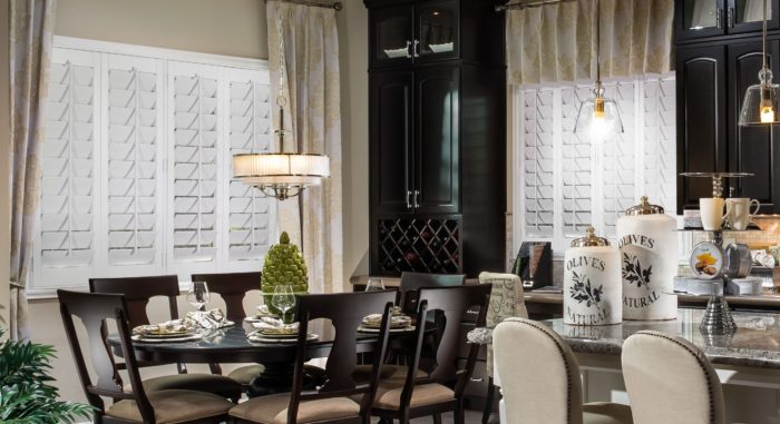 Plantation shutters in a kitchen